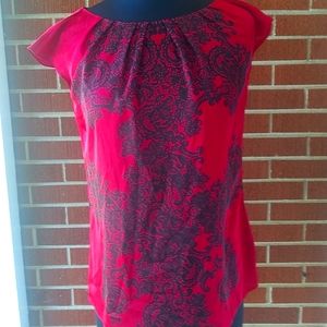 Red & Black Lace Print Shirt by Worthington